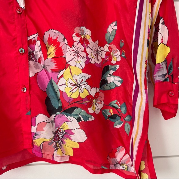 Johnny Was Passion Iris Floral Silk Tunic Blouse - Picture 4 of 7